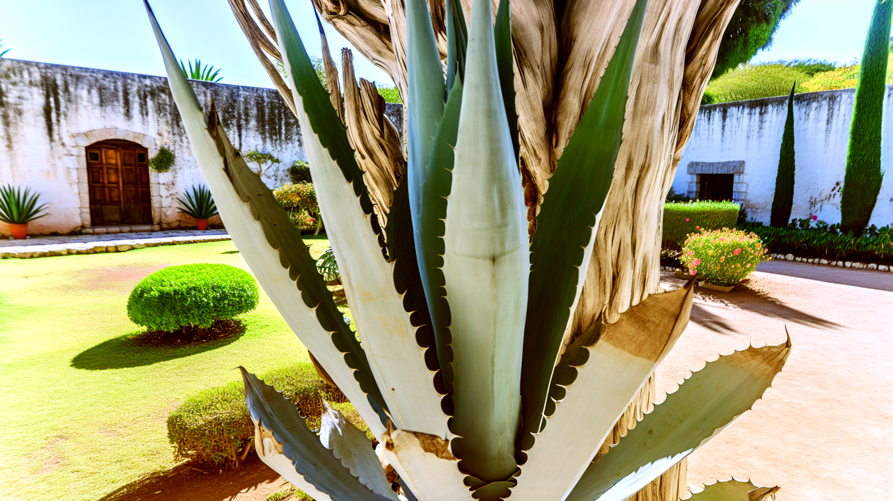 Foglie di agave giardino sostenibilità"